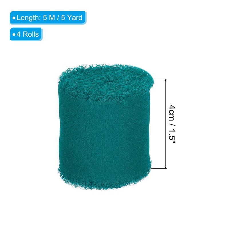 4 Rolls 1.5 Inch x 5 Yard Handmade Fringe Silk Chiffon Ribbon