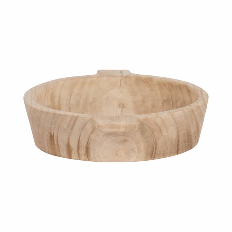Oval Wooden Decorative Bowl with Handles - Home Decor - 16", Brown - 16.0"