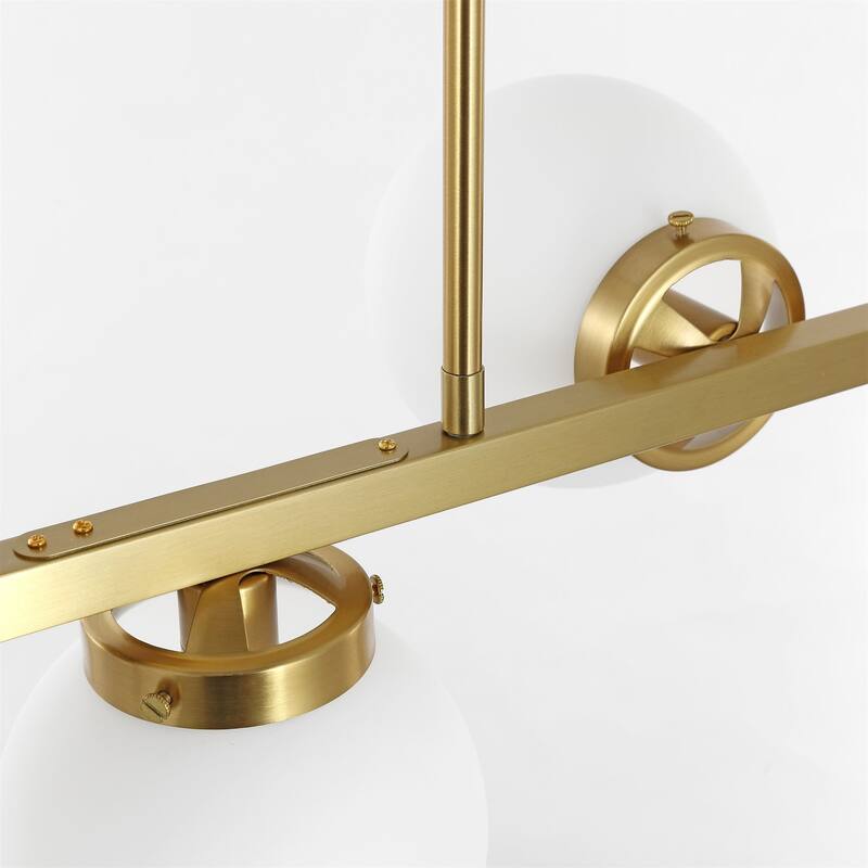 Modern Chandelier Sputnik Brass 5-Light Opal Glass 36"