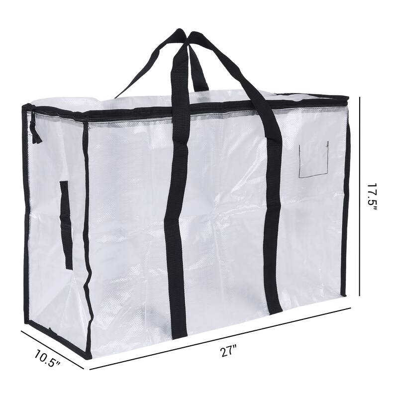 1 Pack Clothes Storage, Foldable Storage Bags, Moving Bags for Organizing Bedroom, Closet Organizers and Storage - Clear - 27*10.5*17.5in