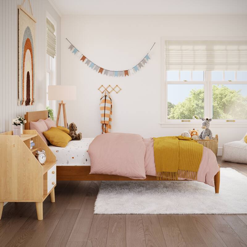 Aria Solid Wood Modern Low Profile Platform Bed