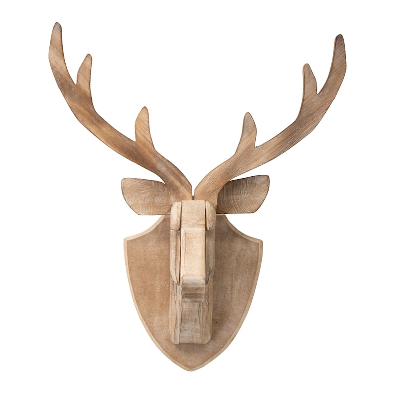 HomeRoots 21" X 17" Brown Wood Deer Hanging Dimensional Sculpture
