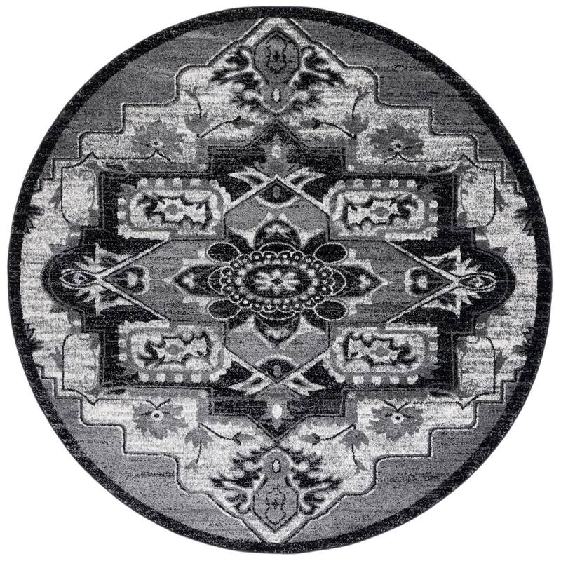 SAFAVIEH Vintage Hamadan Juvelina Oriental Rug - 6'7" Round - Light Grey/Grey - Round