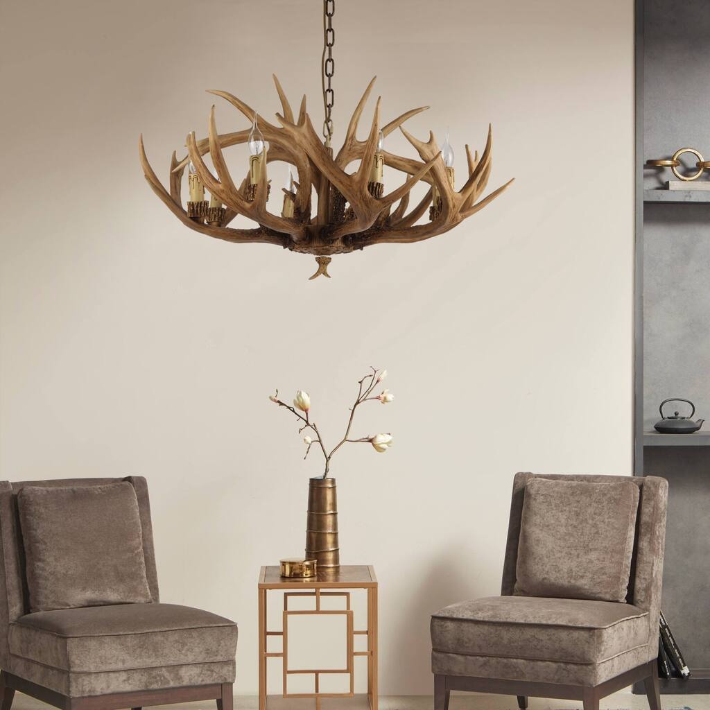 6-Light Large Rustic Candelabra Chandelier