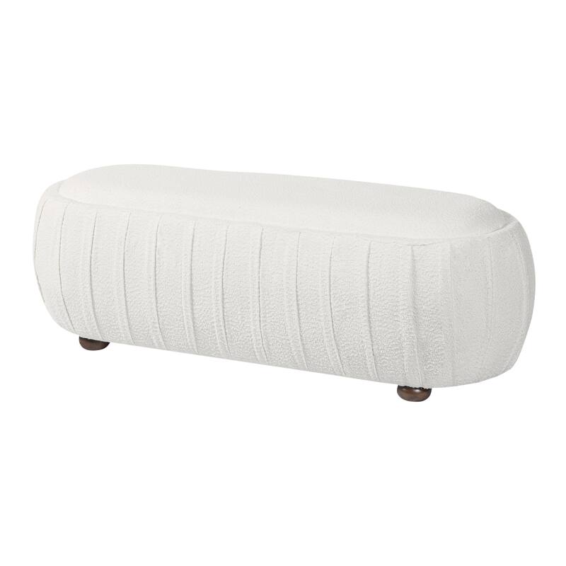 Christopher Knight Home - Curve Modern Upholstered Wooden Ottoman with Oval Design