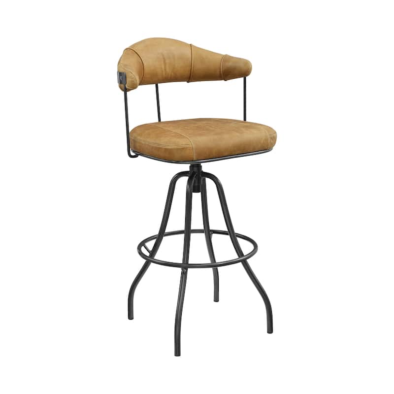 Art Leon Industrial Retro Leather Swivel Barstool