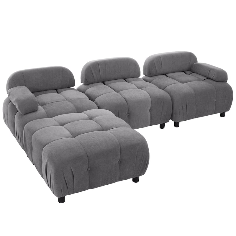 Upholstery Modular Convertible Sectional Sofa, L-Shaped Couch with Reversible Chaise