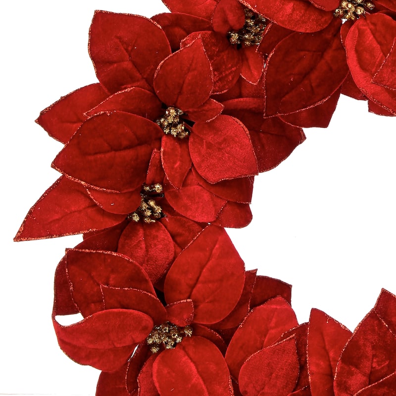 24" Glitter Poinsettia Wreath - 24