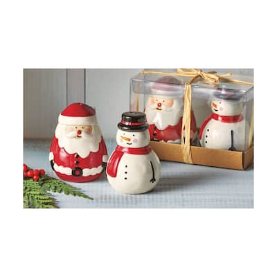 Jolly Santa & Snowman Christmas Salt and Pepper Shakers Set Of 2