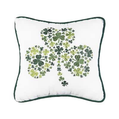 10" x 10" Irish Shamrock Embroidered Throw Pillow St. Patrick's Day Themed