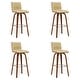 preview thumbnail 69 of 120, Skara Swivel Bar Stool, Upholstered Bar Height Chair with Bentwood Frame Set of 4 - Cream Faux Leather & Walnut
