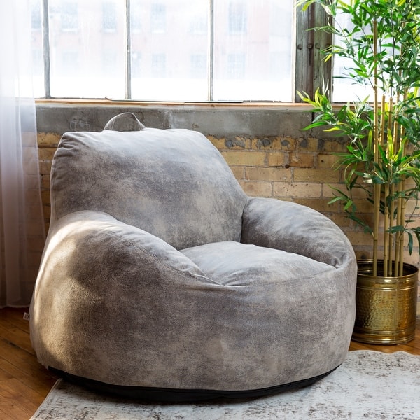 Big Joe Serene Nestle Chair, Cement Faux Leather, Gray