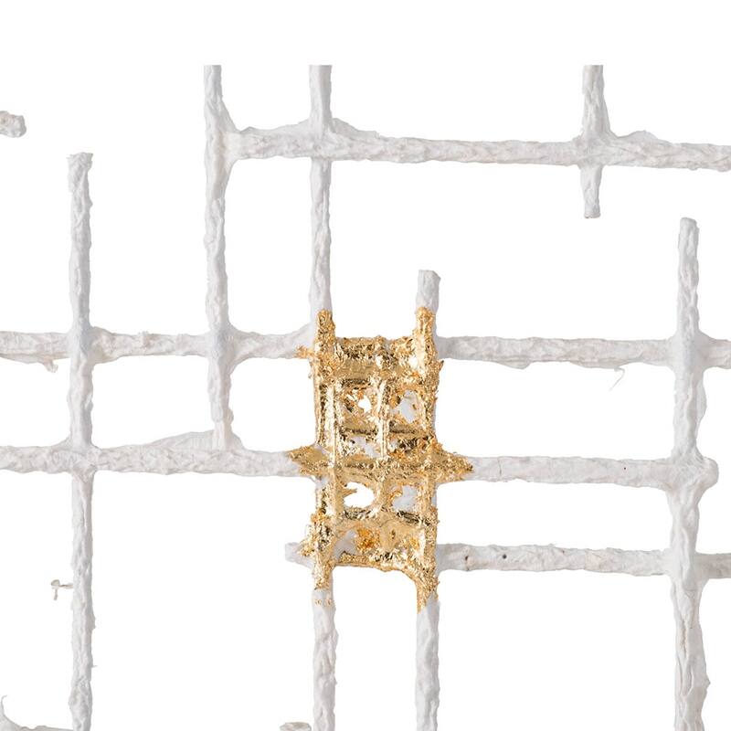 Modern Grid Pattern Wall Decor, Luxurious Geometric Wall Decor with Gold Accents, Suitable for Bedrooms and Living Rooms