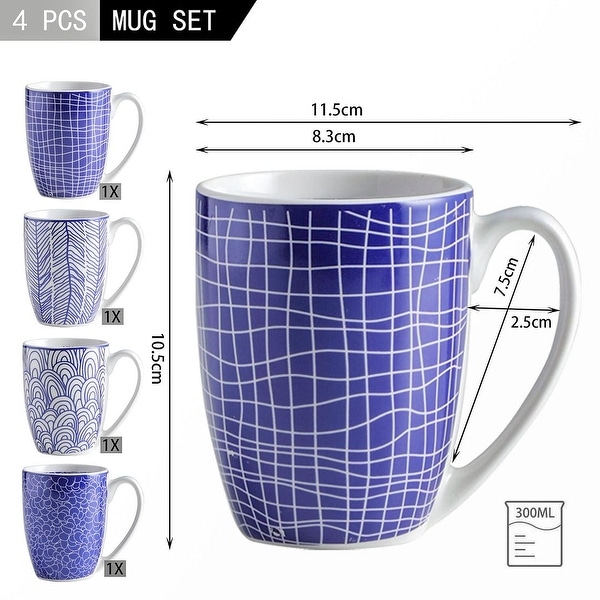 vancasso Bohemia 4-Piece Porcelain Coffee Mug 12Oz. - Bed