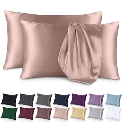 Bare Home Poly Satin Pillowcase Set for Hair and Skin (Set of 2)