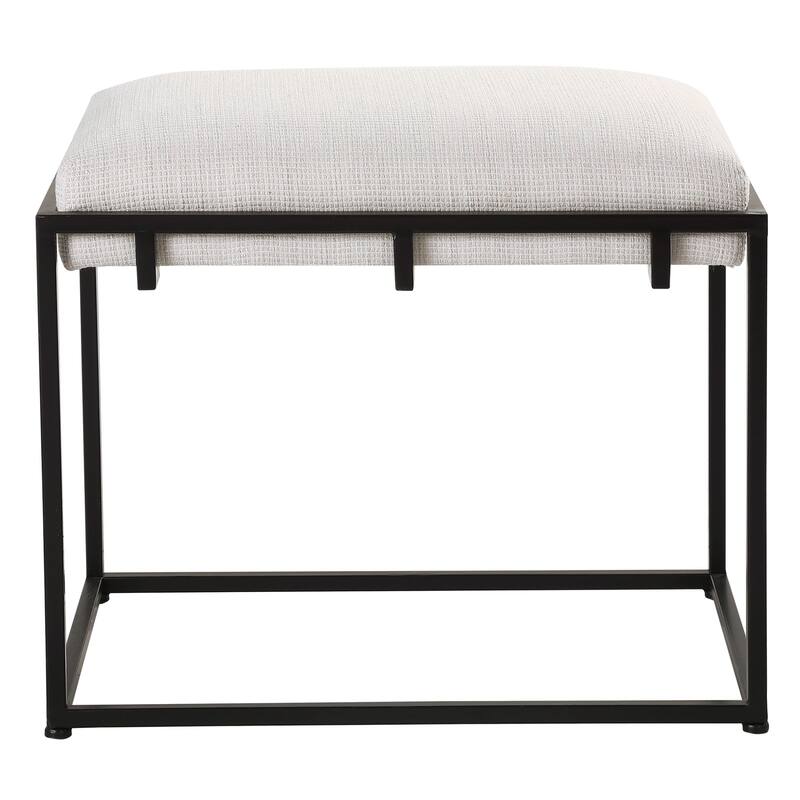 23.5" White and Black Contemporary Upholstered Rectangular Bench