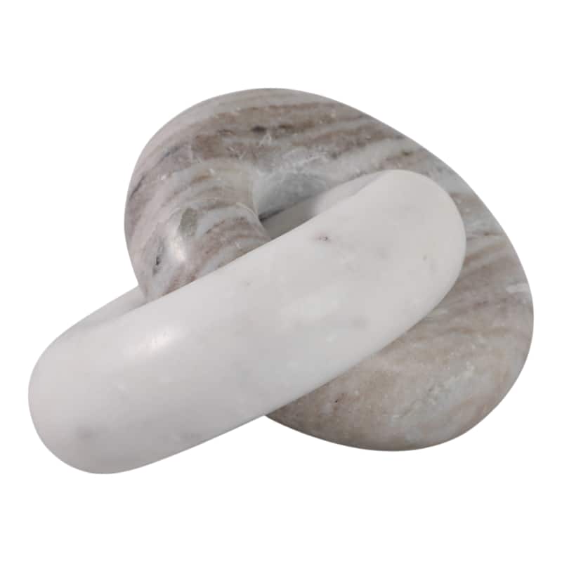 Stone Marble Decorative Object Intertwined Circular Design Handcrafted - 7" x 5" x 3"