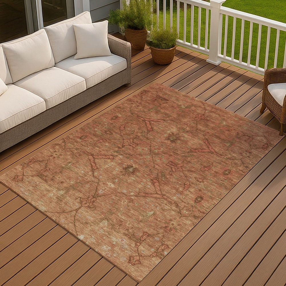 Machine Washable Indoor/ Outdoor Boho Global Chantille Rug
