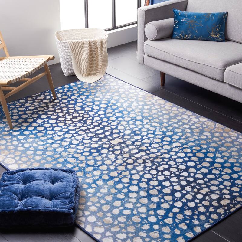 SAFAVIEH Journey Machine Washable Slip Resistant Deidre Rug - 7' 9" x 10' - Navy/Beige - Rectangle