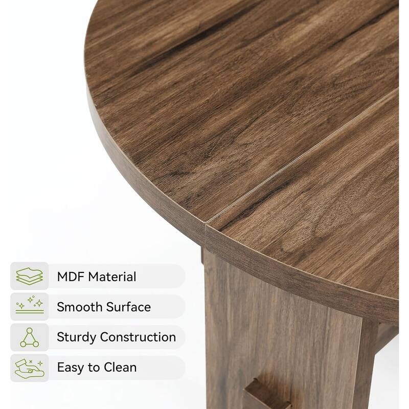 31.5-Inch Round Coffee Table with Pedestal for Living Room