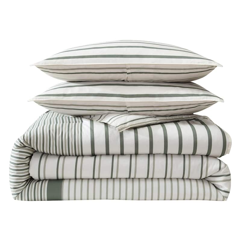 Eddie Bauer Cooper Stripe Cotton Reversible Comforter Set