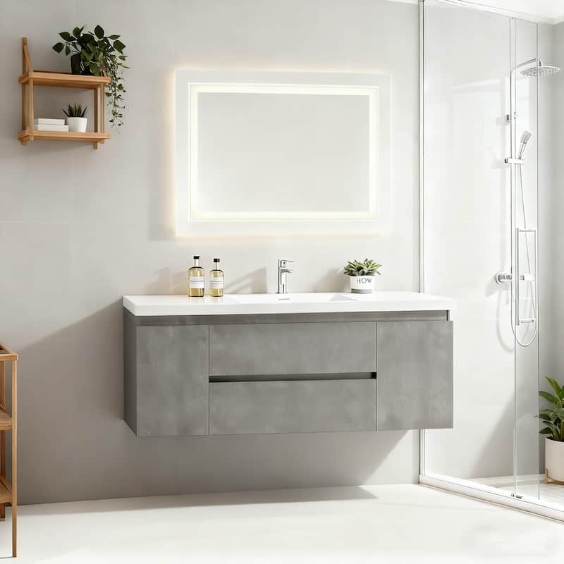 RupheonD 24" 30" 36" 48" Floating Bathroom Vanity in Cement Gray