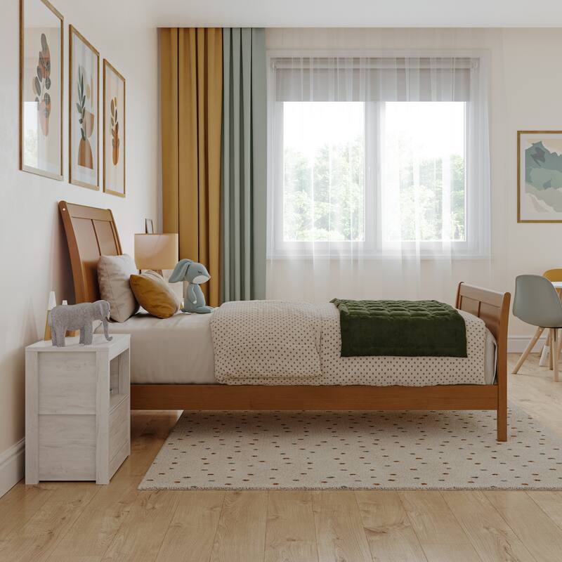 AFI, Portland Solid Wood Low Profile Platform Bed with Matching Footboard