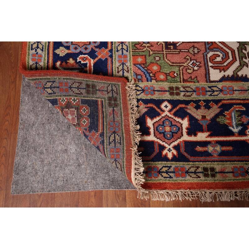 Orange Heriz Serapi Indian Area Rug Handmade Wool Carpet - 9'1"x 11'9"