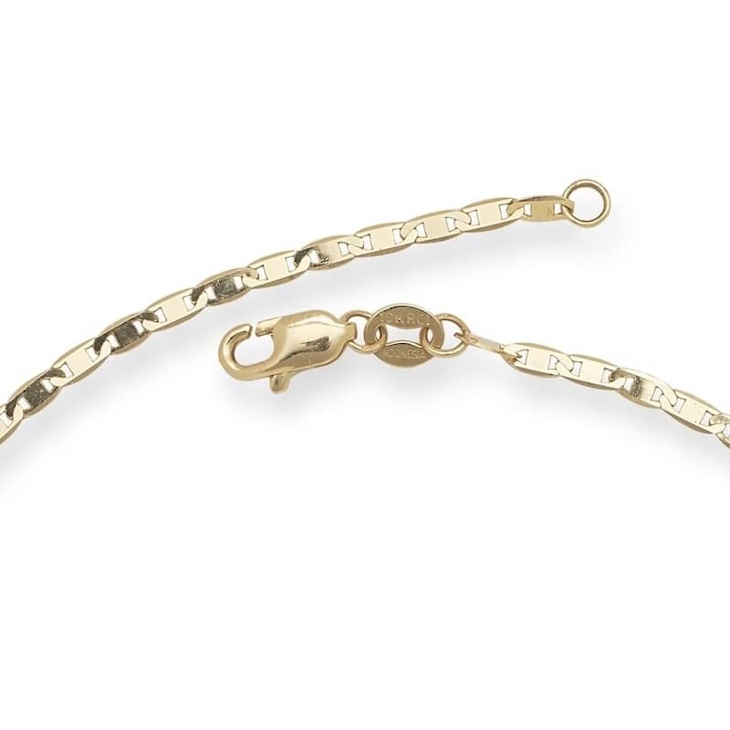Curata 10k Yellow Gold 2.2 mm Mariner Chain Anklet or Bracelet