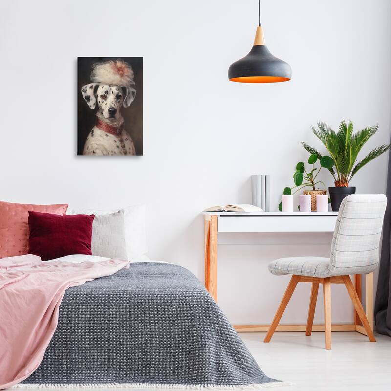 Stupell Dalmatian with Fancy Hat Portrait Canvas Wall Art Design By Wumples
