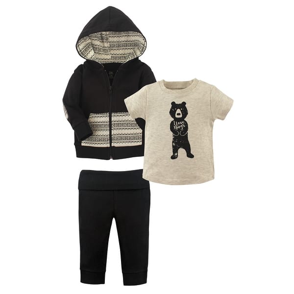 slide 1 of 1, Yoga Sprout Toddler Boy Cotton Hoodie, Tee Top, and Pant, Bear Hugs Toddler 2T - Bear Hugs Toddler