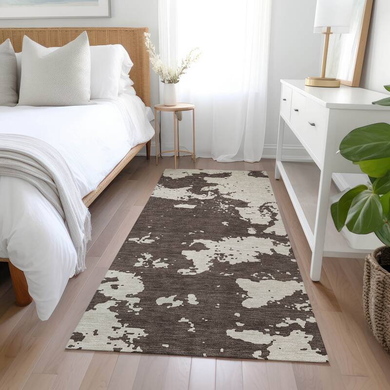 Machine Washable Indoor/ Outdoor Chantille Abstract Rug