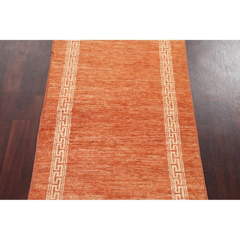 Geometric Bordered Gabbeh Kashkoli Runner Rug Wool Hand-knotted Carpet - 2'4" x 4'9"