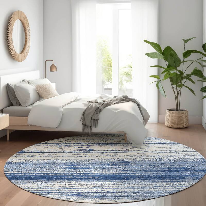 Premium Washable Super Soft Ombre Pixels Mayfield Rug - Navy - 8' x 8'