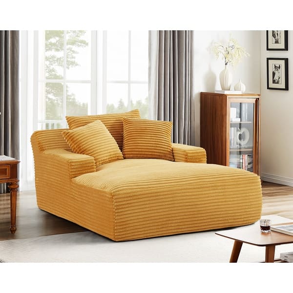 slide 2 of 5, Cloudline Oversized Chaise Lounge Chair in Soft Corduroy, Cozy Sleeper Sofabed for Living Room, Bedroom, No Assembly Required Goldenrod
