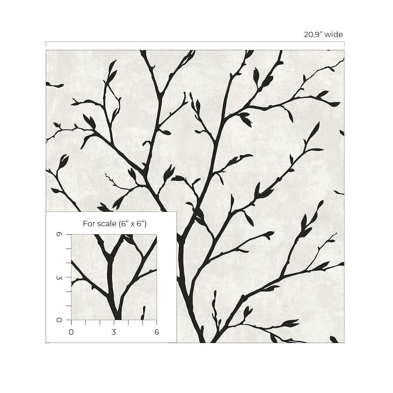 Seabrook Designs Avena Branches Nonwoven Unpasted Wallpaper