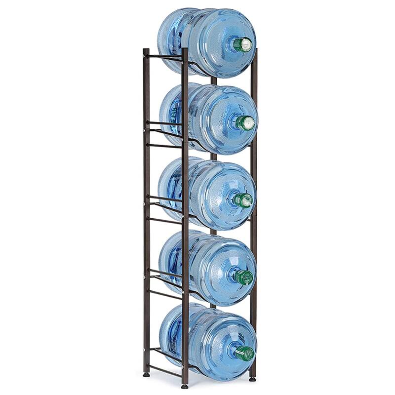 5 Gallon Water Jug Holder Water Bottle Storage Rack, 5 Tiers - Brown