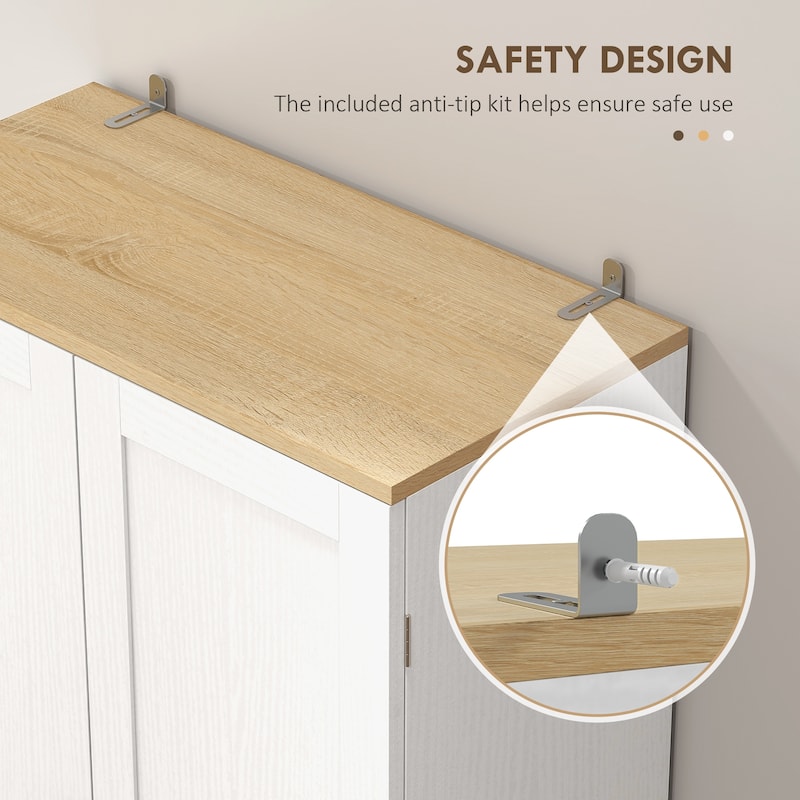 Freestanding 4-Door Storage Cabinet Organizer with Adjustable Shelves