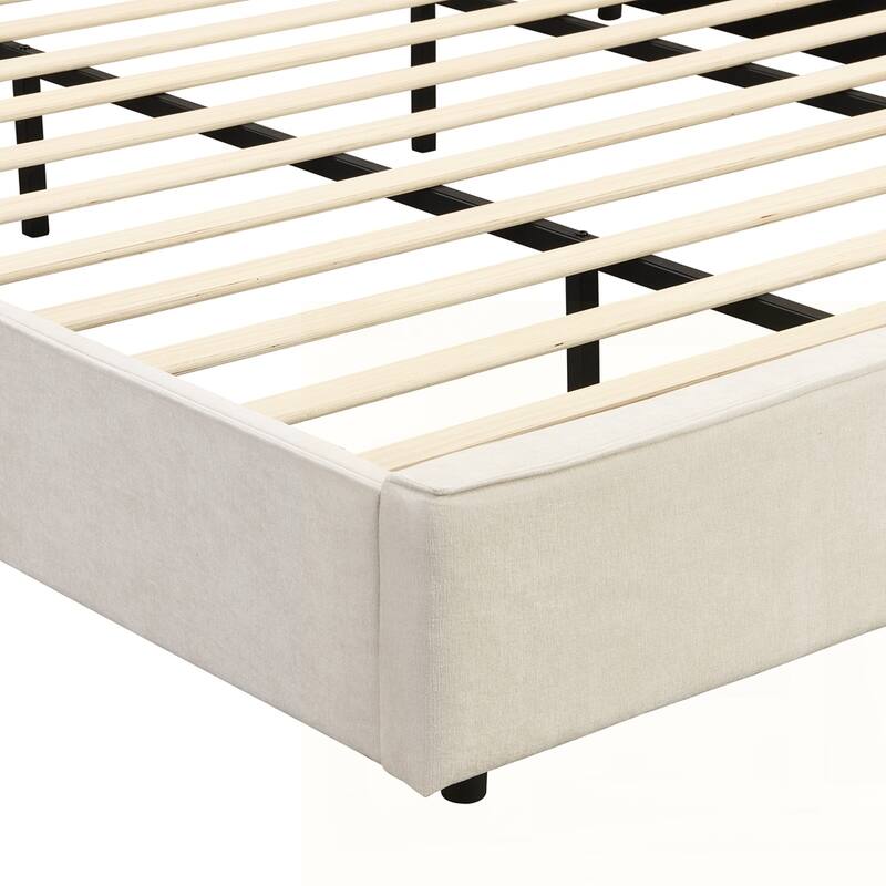 Upholstered Bed Frame with Reading Lamp and USB port