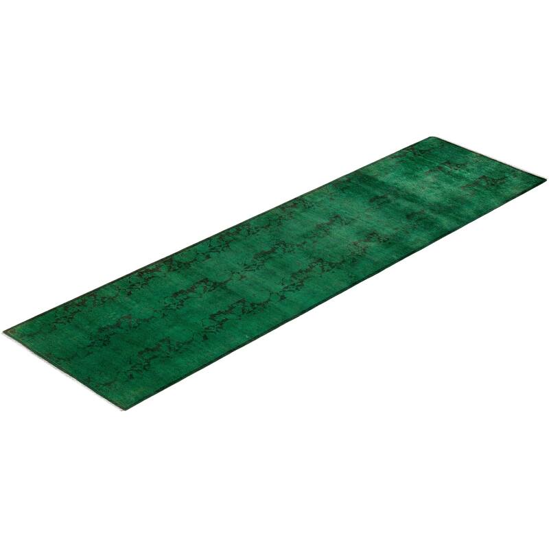 Contemporary Overdyed Wool Hand Knotted Runner - 2' 8" x 9' 8"