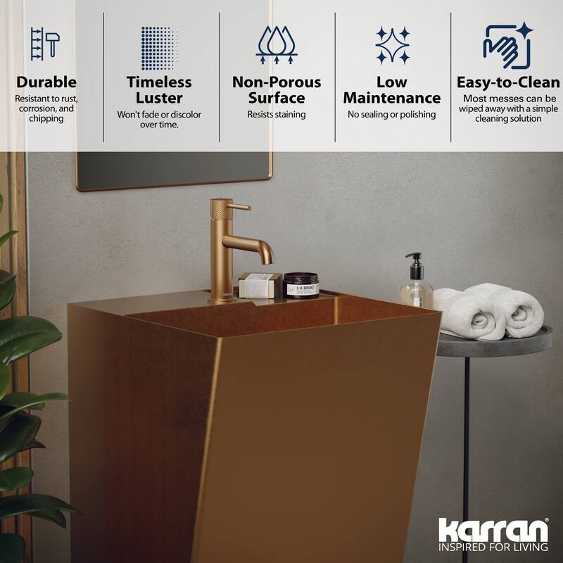 Karran Cinox Stainless Steel Rectangular Pedestal Sink