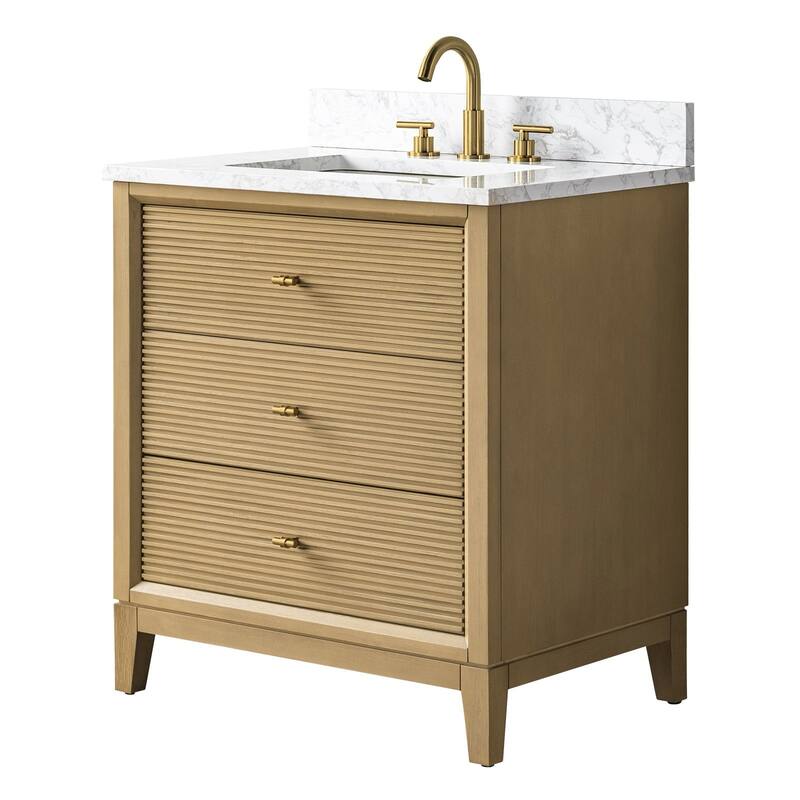 Vanity Art 30" Freestanding Bathroom Vanity with Engineered Marble Top and Sink
