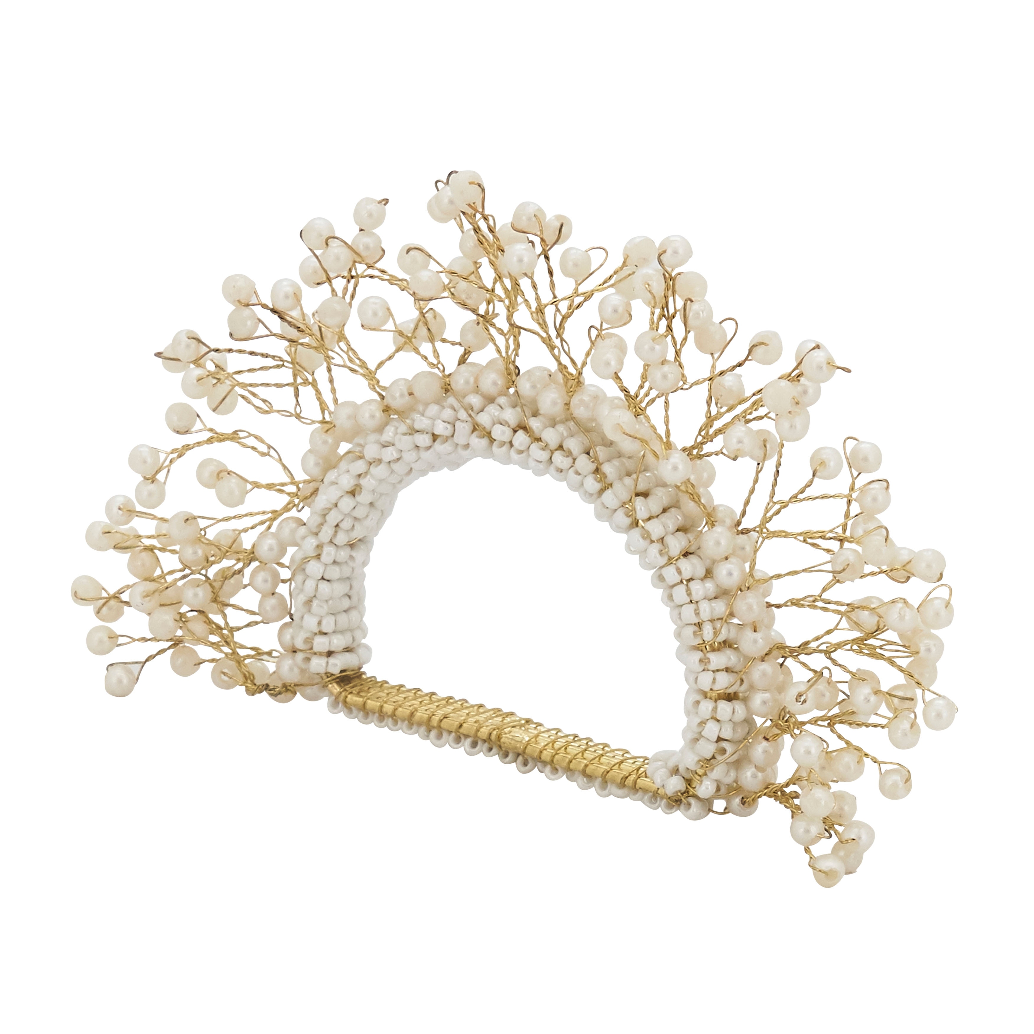 Pearl Napkin Rings With Crown Design (Set of 4)