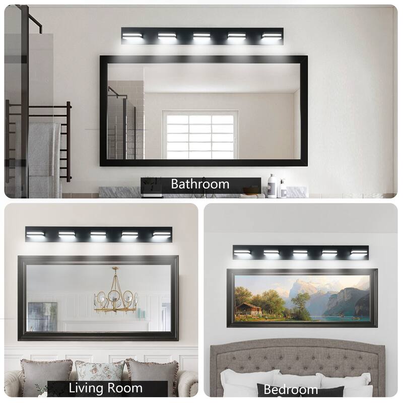 Modern LED Vanity Light, 5-Lights Wall Sconce for Bathroom and Mirror, Sleek Minimalist Design, Energy-Efficient