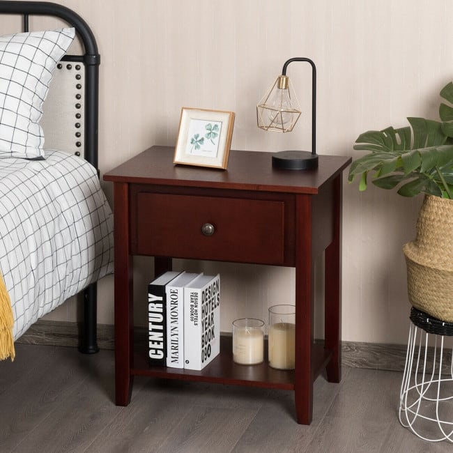 Nightstand Beside Sofa Table End Table with Drawer & Shelf - 15" x 22" x 24" (L x W x H)