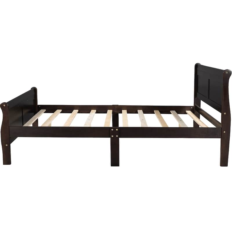 Twin/Full/Queen Wood Frame Sleigh Bed with Footboard