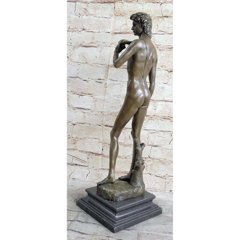Michelangelos David Bronze Minature Replica Statue Sculpture Figure 18 Inches X 5 Inches