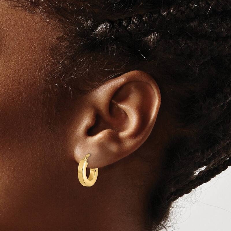 Curata 14k Yellow Gold Polished Square Tube Hoop Earrings - 15x14mm