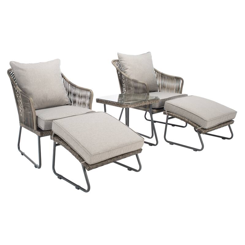 SAFAVIEH Outdoor Living Narda 5-piece Lounger Set - 26"W x 29"D x 32"H