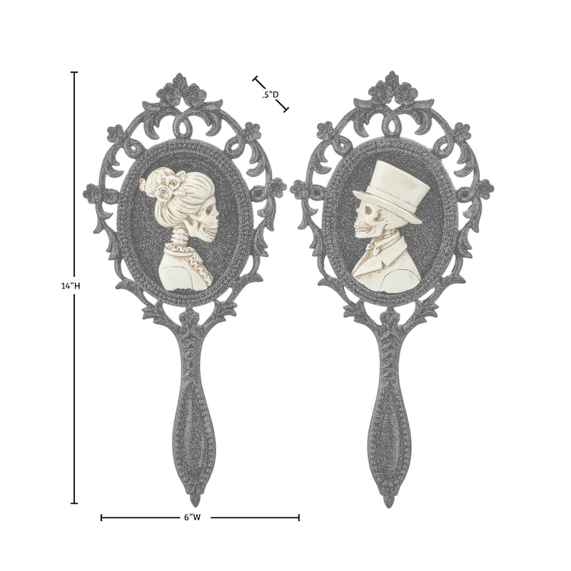 14" Skull hand Mirror Set of 2